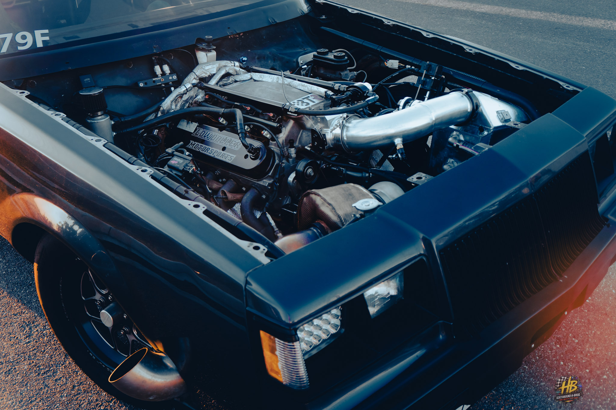 Black performance car engine bay